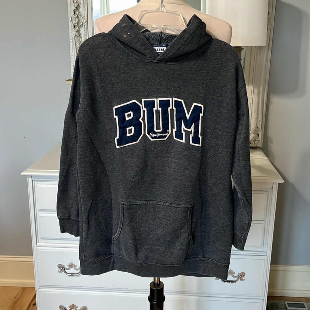 Sweatshirt BUM Gray Hoodie Cotton Boys Girls 10 12 Pullover